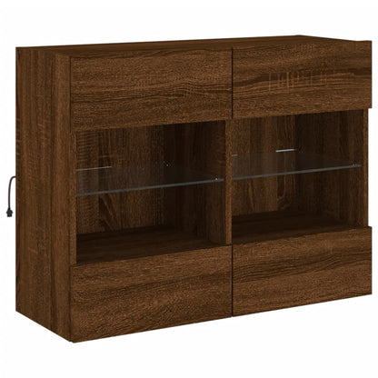 TV Wall Cabinet with LED Lights Brown Oak 78,5x30x60,5 cm