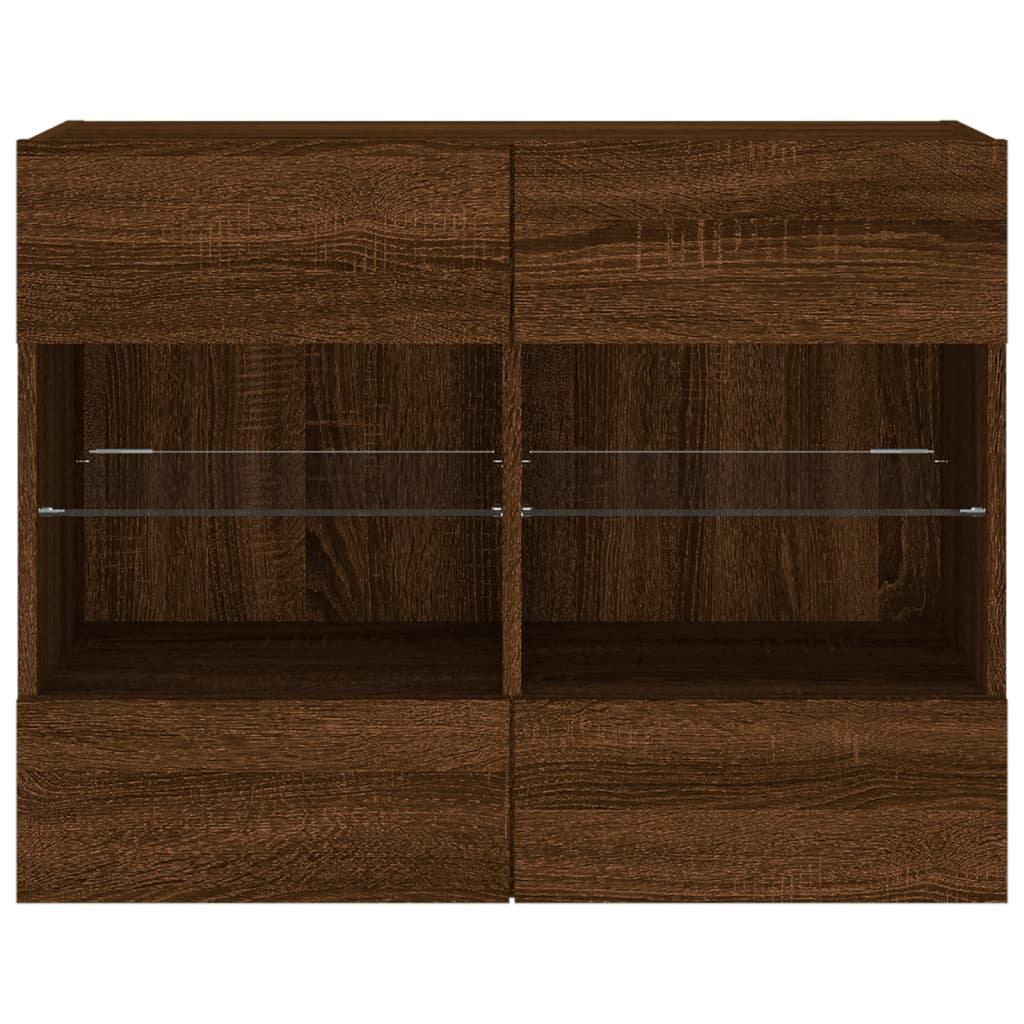 TV Wall Cabinet with LED Lights Brown Oak 78,5x30x60,5 cm