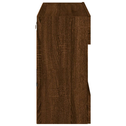 TV Wall Cabinet with LED Lights Brown Oak 78,5x30x60,5 cm