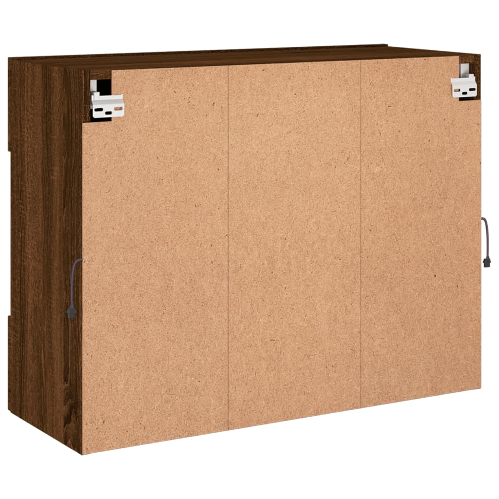 TV Wall Cabinet with LED Lights Brown Oak 78,5x30x60,5 cm