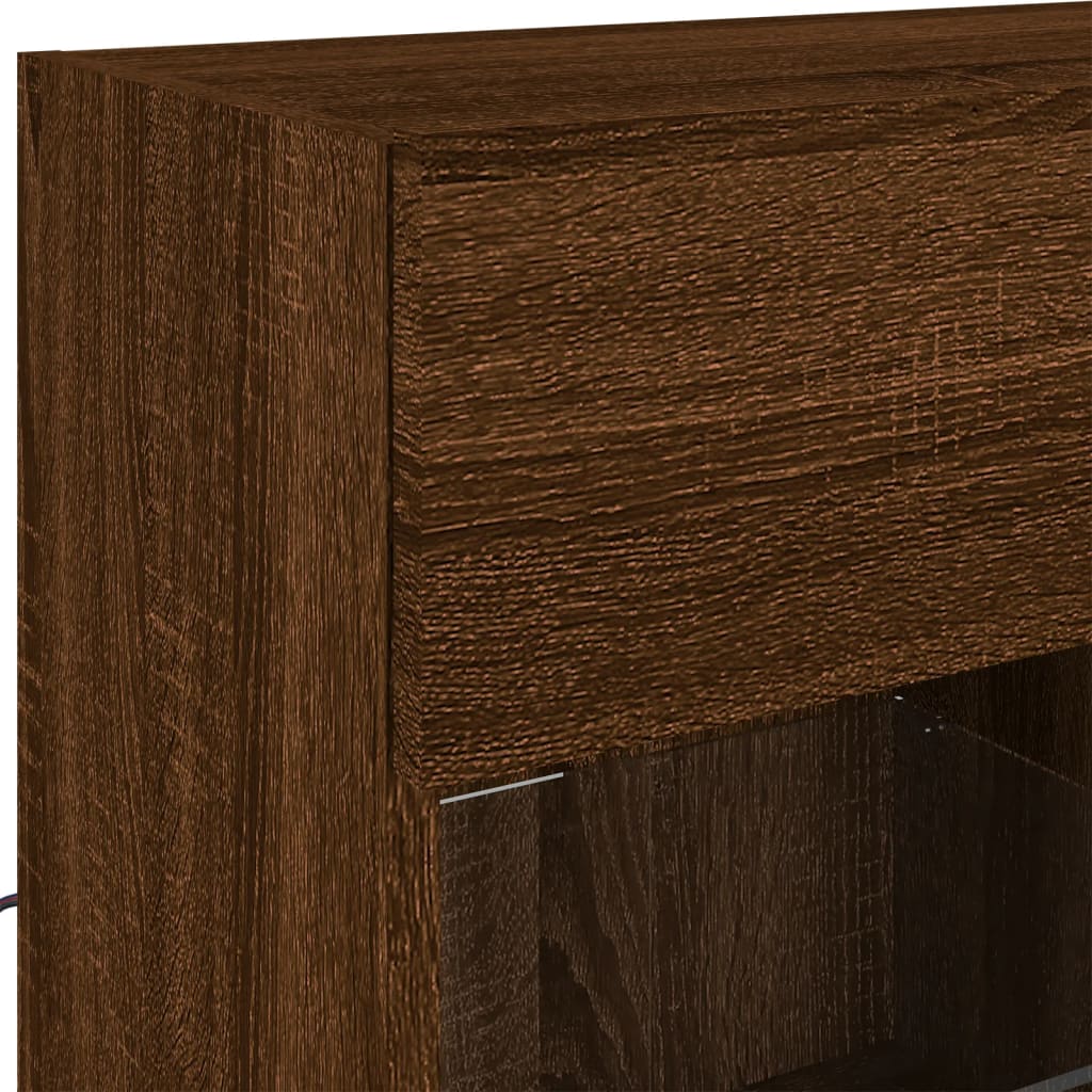 TV Wall Cabinet with LED Lights Brown Oak 78,5x30x60,5 cm