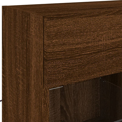 TV Wall Cabinet with LED Lights Brown Oak 78,5x30x60,5 cm