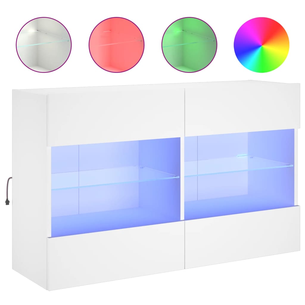 TV Wall Cabinet with LED Lights White 98,5x30x60,5 cm