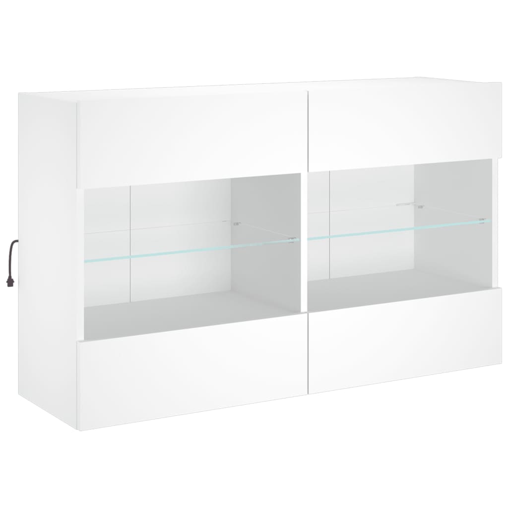 TV Wall Cabinet with LED Lights White 98,5x30x60,5 cm