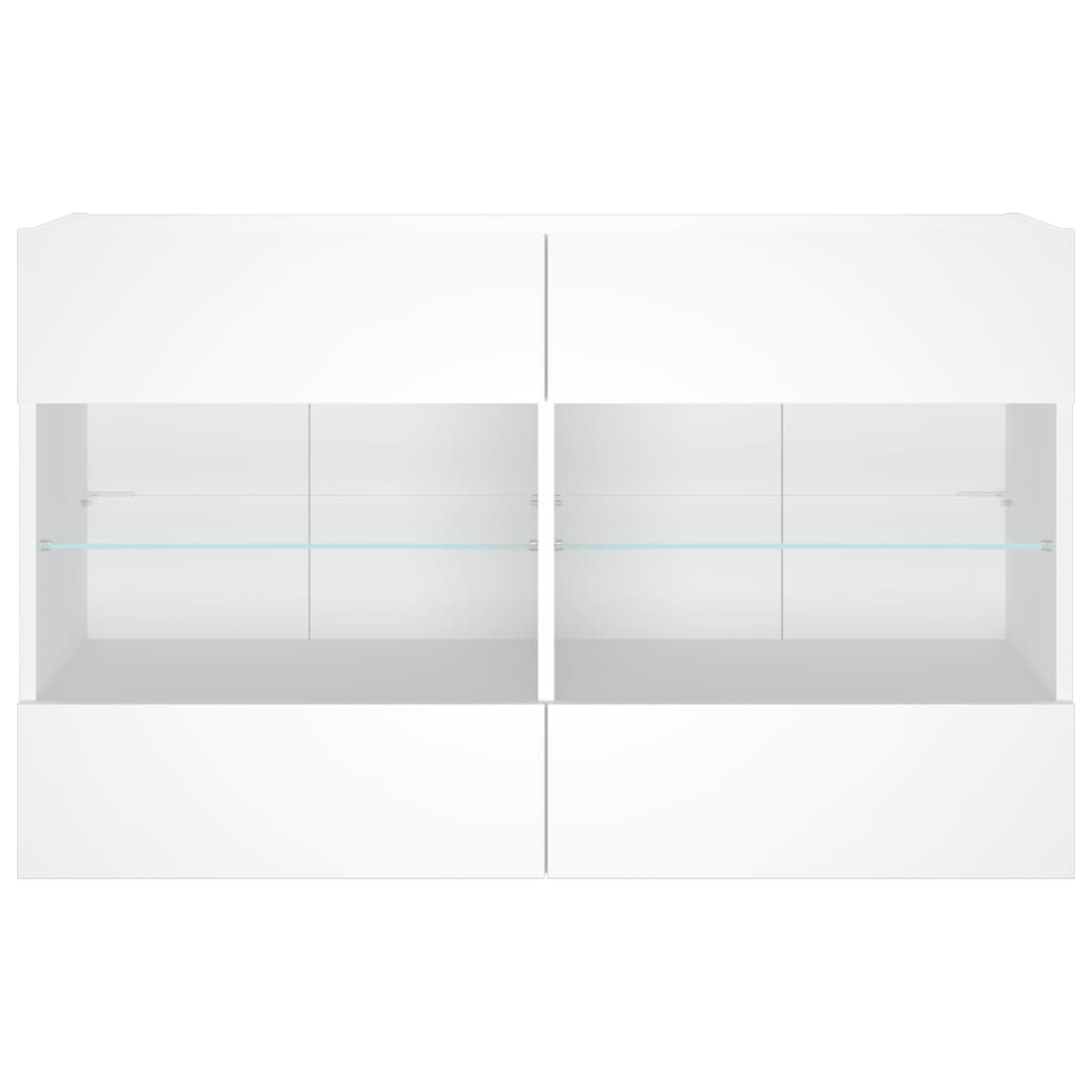 TV Wall Cabinet with LED Lights White 98,5x30x60,5 cm