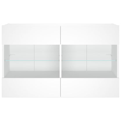 TV Wall Cabinet with LED Lights White 98,5x30x60,5 cm