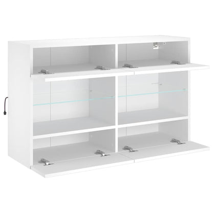 TV Wall Cabinet with LED Lights White 98,5x30x60,5 cm