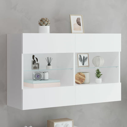 TV Wall Cabinet with LED Lights White 98,5x30x60,5 cm