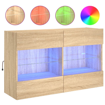 TV Wall Cabinet with LED Lights Sonoma Oak 98,5x30x60,5 cm