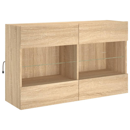 TV Wall Cabinet with LED Lights Sonoma Oak 98,5x30x60,5 cm