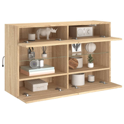 TV Wall Cabinet with LED Lights Sonoma Oak 98,5x30x60,5 cm