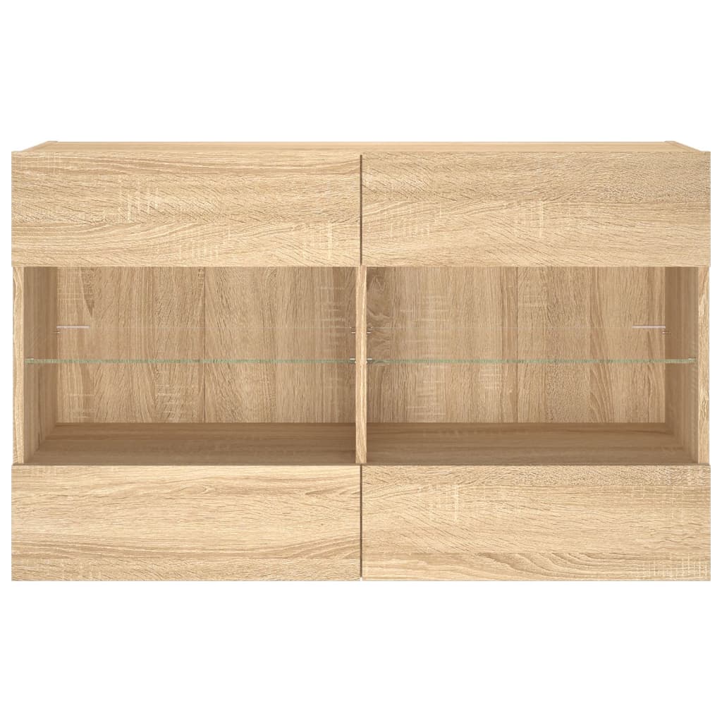TV Wall Cabinet with LED Lights Sonoma Oak 98,5x30x60,5 cm
