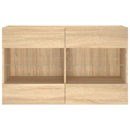 TV Wall Cabinet with LED Lights Sonoma Oak 98,5x30x60,5 cm