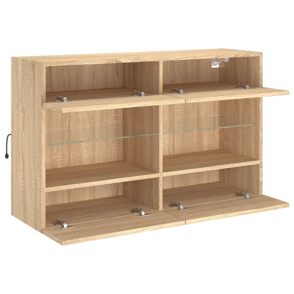 TV Wall Cabinet with LED Lights Sonoma Oak 98,5x30x60,5 cm