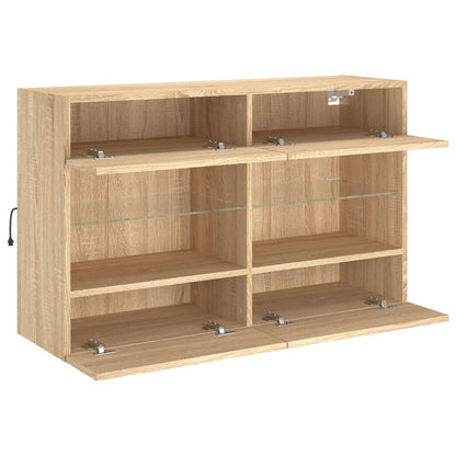 TV Wall Cabinet with LED Lights Sonoma Oak 98,5x30x60,5 cm