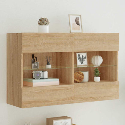 TV Wall Cabinet with LED Lights Sonoma Oak 98,5x30x60,5 cm