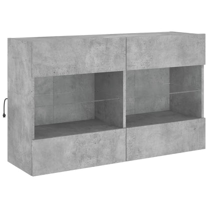 TV Wall Cabinet with LED Lights Concrete Grey 98,5x30x60,5 cm