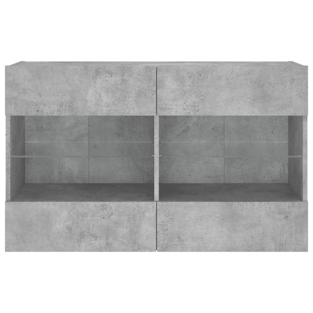 TV Wall Cabinet with LED Lights Concrete Grey 98,5x30x60,5 cm