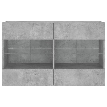 TV Wall Cabinet with LED Lights Concrete Grey 98,5x30x60,5 cm