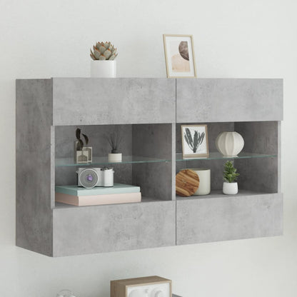 TV Wall Cabinet with LED Lights Concrete Grey 98,5x30x60,5 cm