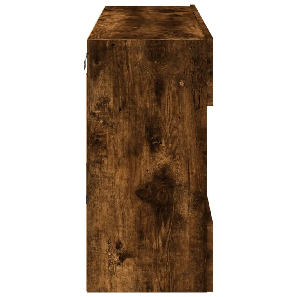 TV Wall Cabinet with LED Lights Smoked Oak 98,5x30x60,5 cm