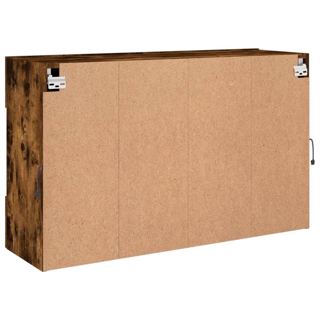 TV Wall Cabinet with LED Lights Smoked Oak 98,5x30x60,5 cm