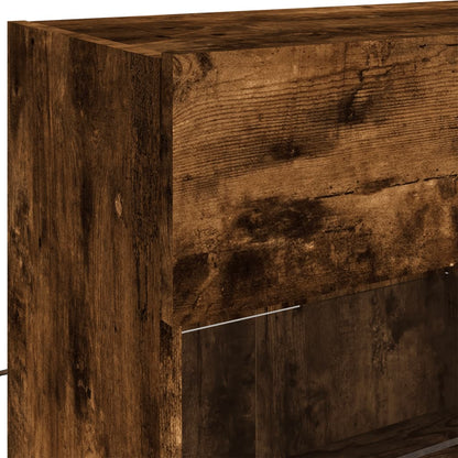 TV Wall Cabinet with LED Lights Smoked Oak 98,5x30x60,5 cm