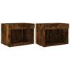 Bedside Cabinets with LED Lights Wall-mounted 2 pcs Smoked Oak