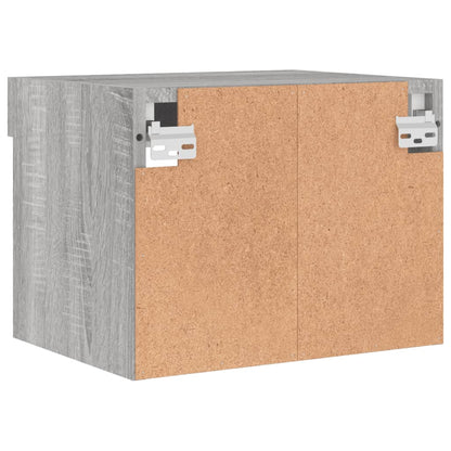 Bedside Cabinets with LED Lights Wall-mounted 2 pcs Grey Sonoma