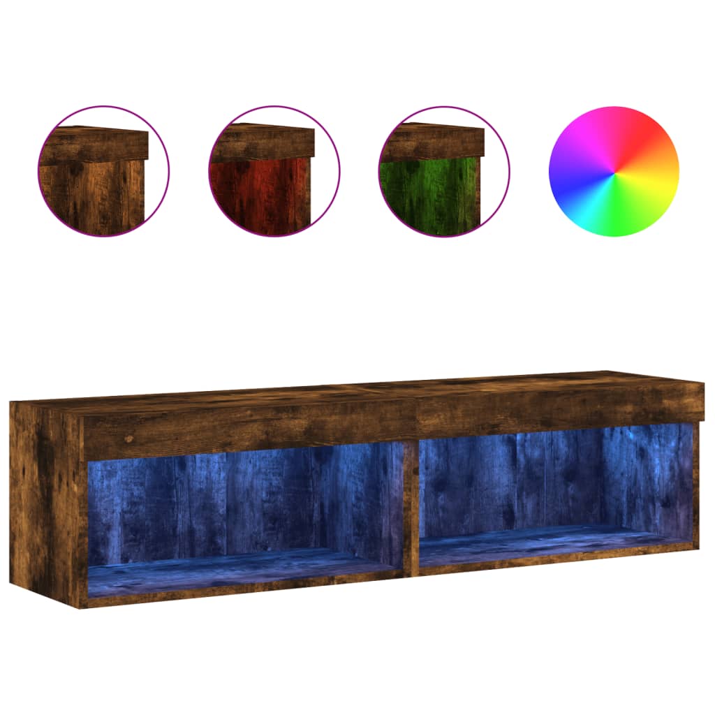 TV Cabinets with LED Lights 2 pcs Smoked Oak 60x30x30 cm
