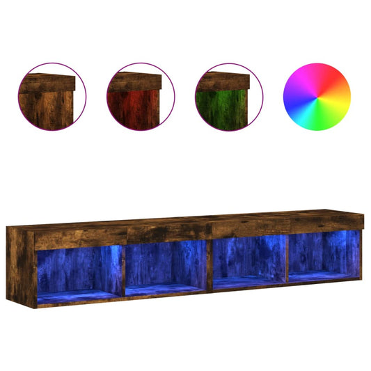 TV Cabinets with LED Lights 2 pcs Smoked Oak 80x30x30 cm
