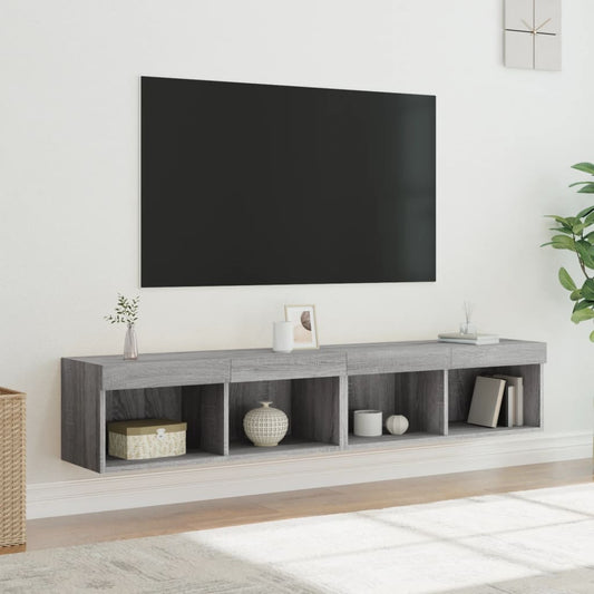 TV Cabinets with LED Lights 2 pcs Grey Sonoma 80x30x30 cm