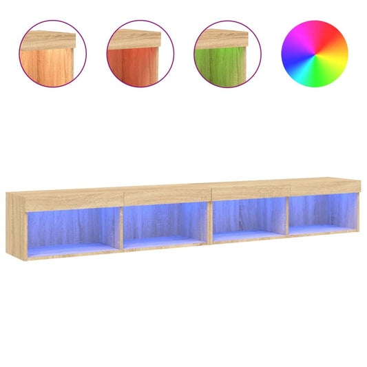 TV Cabinets with LED Lights 2 pcs Sonoma Oak 100x30x30 cm