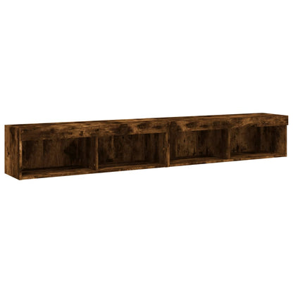 TV Cabinets with LED Lights 2 pcs Smoked Oak 100x30x30 cm