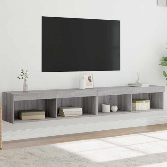 TV Cabinets with LED Lights 2 pcs Grey Sonoma 100x30x30 cm