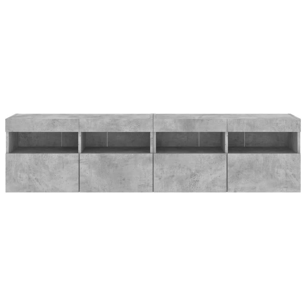 TV Wall Cabinets with LED Lights 2 pcs Concrete Grey 80x30x40 cm