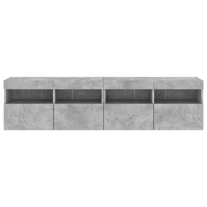 TV Wall Cabinets with LED Lights 2 pcs Concrete Grey 80x30x40 cm