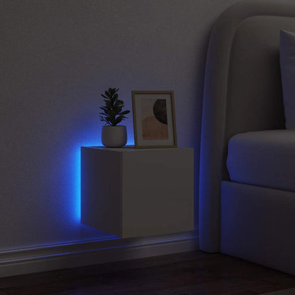TV Wall Cabinet with LED Lights White 30.5x35x30 cm