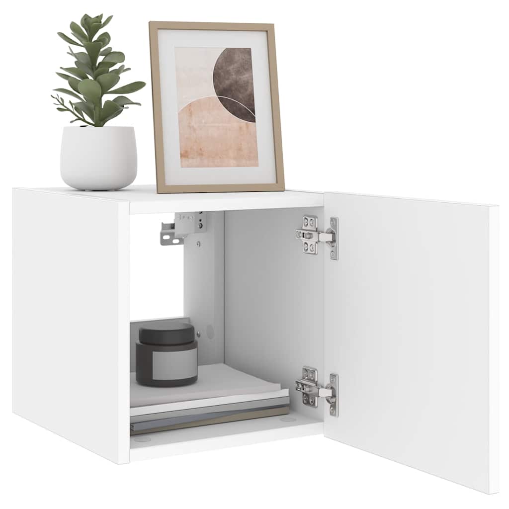 TV Wall Cabinet with LED Lights White 30.5x35x30 cm