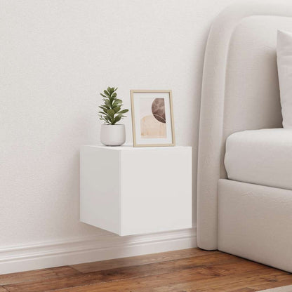 TV Wall Cabinet with LED Lights White 30.5x35x30 cm