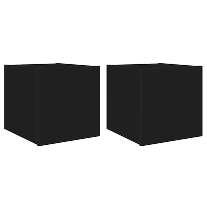 TV Wall Cabinets with LED Lights 2 pcs Black 30.5x35x30 cm
