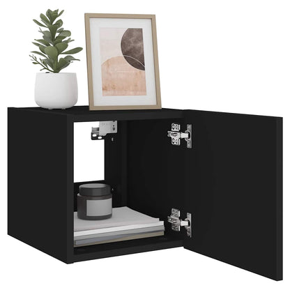 TV Wall Cabinets with LED Lights 2 pcs Black 30.5x35x30 cm
