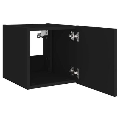 TV Wall Cabinets with LED Lights 2 pcs Black 30.5x35x30 cm