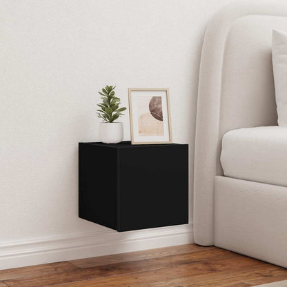TV Wall Cabinets with LED Lights 2 pcs Black 30.5x35x30 cm