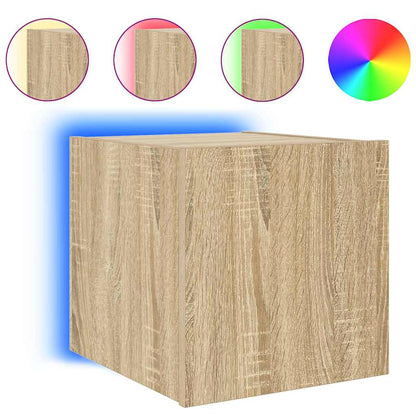 TV Wall Cabinet with LED Lights Sonoma Oak 30.5x35x30 cm