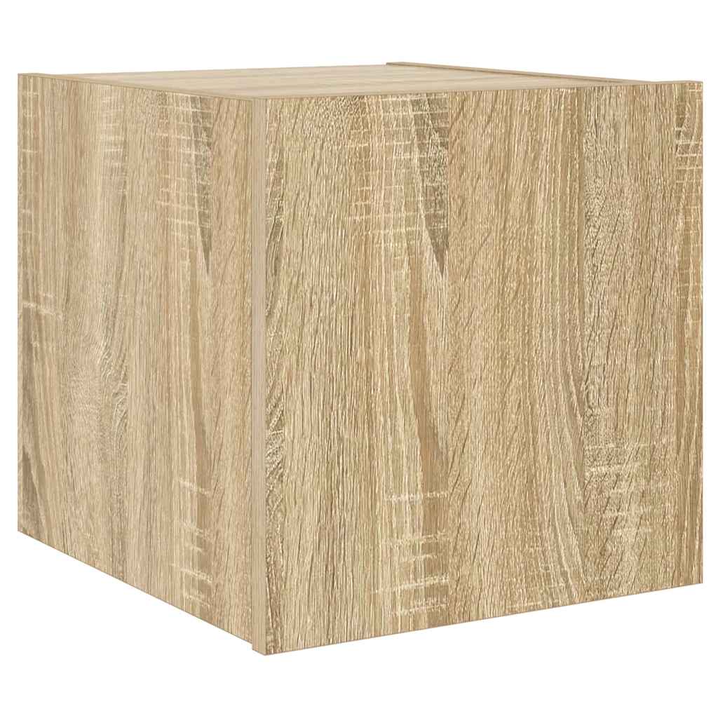 TV Wall Cabinet with LED Lights Sonoma Oak 30.5x35x30 cm