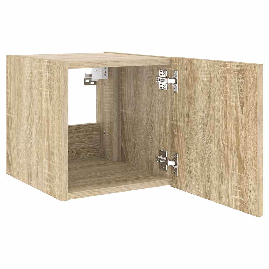 TV Wall Cabinet with LED Lights Sonoma Oak 30.5x35x30 cm