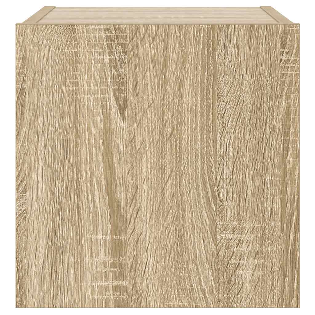 TV Wall Cabinet with LED Lights Sonoma Oak 30.5x35x30 cm