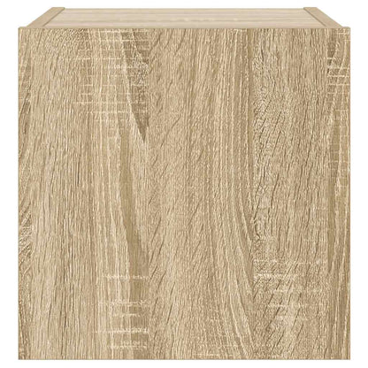TV Wall Cabinet with LED Lights Sonoma Oak 30.5x35x30 cm