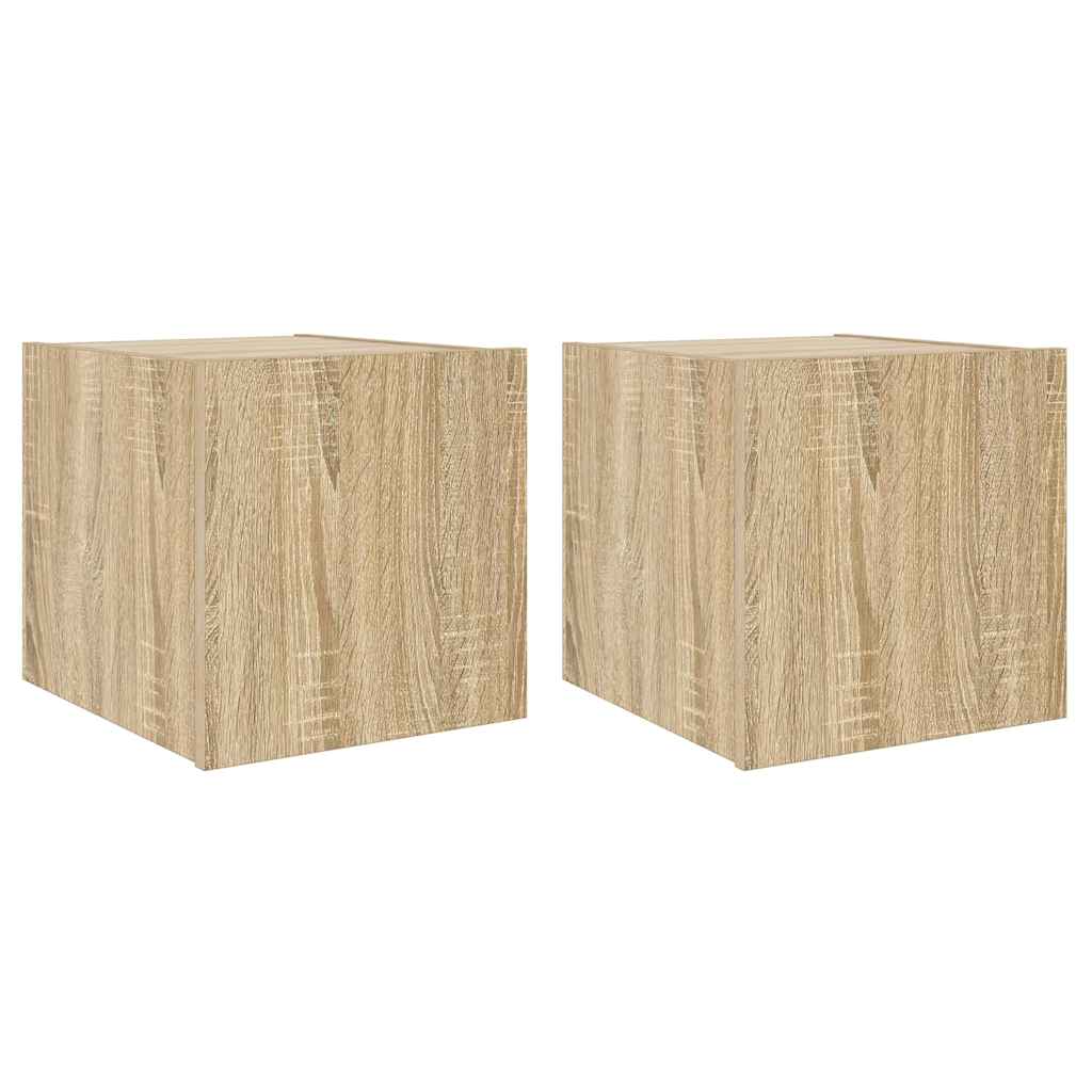 TV Wall Cabinets with LED Lights 2 pcs Sonoma Oak 30.5x35x30 cm